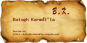 Balogh Karméla névjegykártya